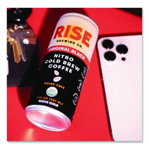RISE Brewing Co. Nitro Cold Brew Latte, Original Black, 7 oz Can, 12/Carton (00043)