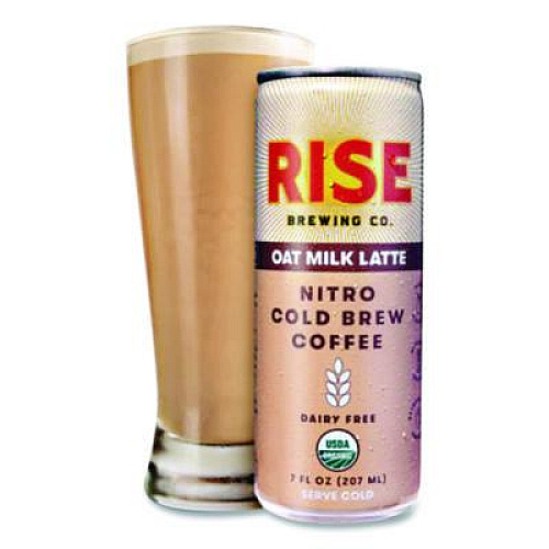 RISE Brewing Co. Nitro Cold Brew Latte, Oat Milk, 7 oz Can, 12/Carton (00045)