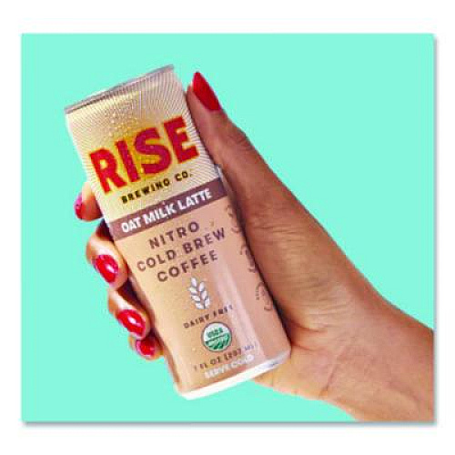 RISE Brewing Co. Nitro Cold Brew Latte, Oat Milk, 7 oz Can, 12/Carton (00045)