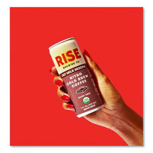 RISE Brewing Co. Nitro Cold Brew Latte, Oat Milk Mocha, 7 oz Can, 12/Carton (00049)