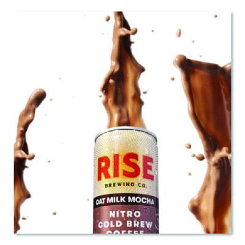 RISE Brewing Co. Nitro Cold Brew Latte, Oat Milk Mocha, 7 oz Can, 12/Carton (00049)
