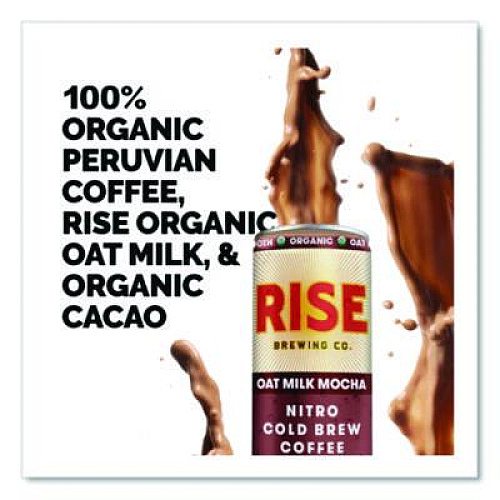 RISE Brewing Co. Nitro Cold Brew Latte, Oat Milk Mocha, 7 oz Can, 12/Carton (00049)