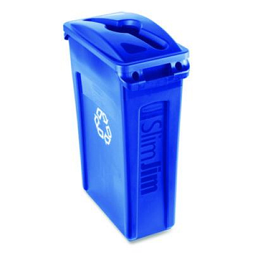 Rubbermaid Commercial Slim Jim Single Stream Recycling Top for Slim Jim Containers, 12.1w x 21d x 2.75h, Blue (1788372)