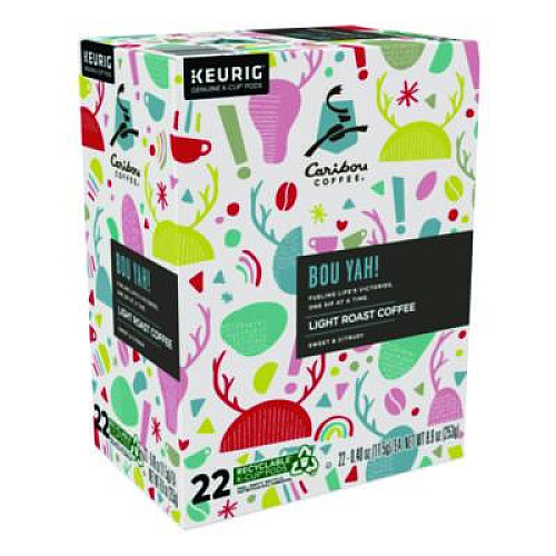 Caribou Coffee BOU YAH K-Cup Pods, Light Roast, 22/Box (6865)