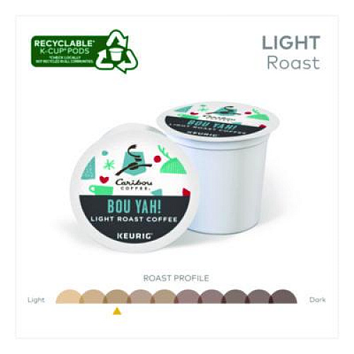 Caribou Coffee BOU YAH K-Cup Pods, Light Roast, 22/Box (6865)