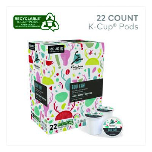 Caribou Coffee BOU YAH K-Cup Pods, Light Roast, 22/Box (6865)