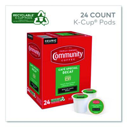 Community Coffee Cafe Special Decaf K-Cups, 24/Box (6408CC)
