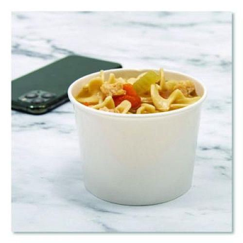 SOLO Double Poly Paper Food Containers, 10 oz, 3.8 dia x 2.7" h, White, Paper,1,000/Carton (VN61002050)