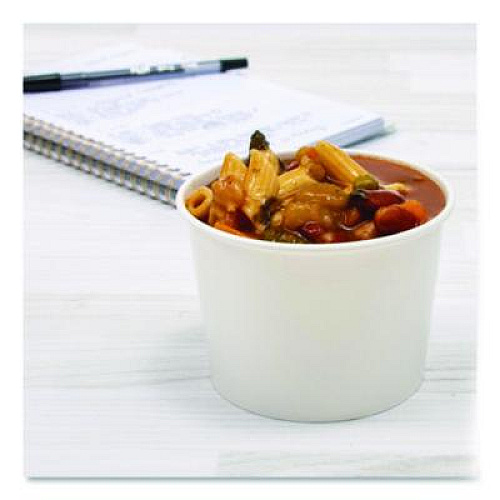 SOLO Double Poly Paper Food Containers, 10 oz, 3.8 dia x 2.7" h, White, Paper,1,000/Carton (VN61002050)