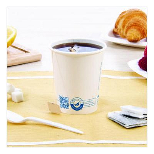 SOLO Recycled Content PCF Paper Hot Cups, ProPlanet Seal, 10 oz, White/Blue, 1,000/Carton (370RCPLANET)