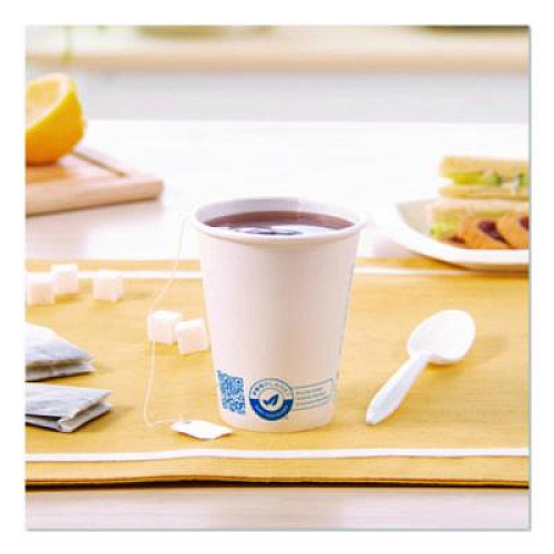 SOLO Recycled Content PCF Paper Hot Cups, ProPlanet Seal, 8 oz, White/Blue, 1,000/Carton (378RCPLANET)