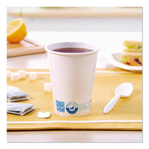 SOLO Recycled Content PCF Paper Hot Cups, ProPlanet Seal, 12 oz, White/Blue, 1,000/Carton (412RCNPLANET)