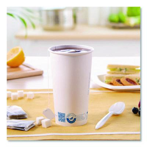 SOLO Recycled Content PCF Paper Hot Cups, ProPlanet Seal, 20 oz, White/Blue, 600/Carton (420RCPLANET)