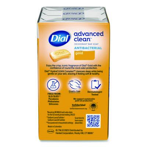 Dial Advanced Clean Antibacterial Deodorant Bar Soap, Gold Scent, 4 oz, 3/Pack, 4 Packs/Carton (11807)