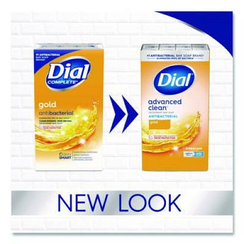 Dial Advanced Clean Antibacterial Deodorant Bar Soap, Gold Scent, 4 oz, 3/Pack, 4 Packs/Carton (11807)