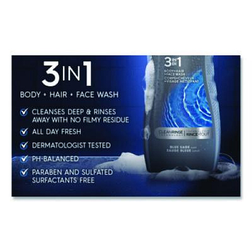 Dial Men Refresh 3-in-1 Body, Hair and Face Wash, Blue Sage Scent, 32 oz, 4/Carton (14130)