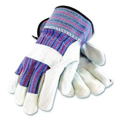 PIP B/C Grade Shoulder Split Cowhide Leather Palm Gloves, Gunn Cut, Wing Thumb, Medium, Blue/Gray, 12 Pairs (847532M)