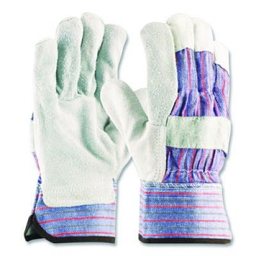 PIP B/C Grade Shoulder Split Cowhide Leather Palm Gloves, Gunn Cut, Wing Thumb, Medium, Blue/Gray, 12 Pairs (847532M)
