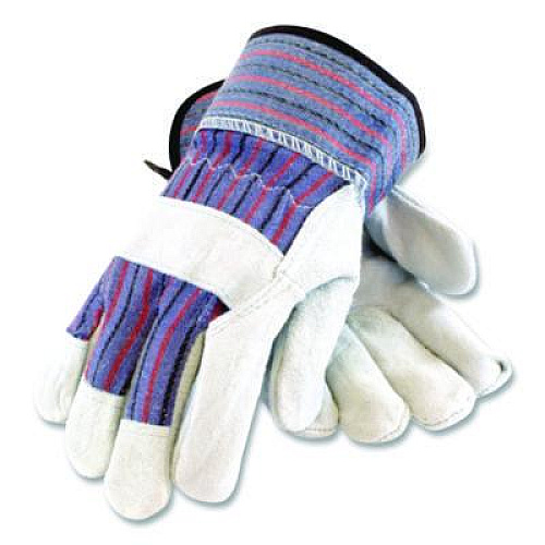 PIP B/C Grade Shoulder Split Cowhide Leather Palm Gloves, Gunn Cut, Wing Thumb, X-Large, Blue/Gray, 12 Pairs (847532XL)