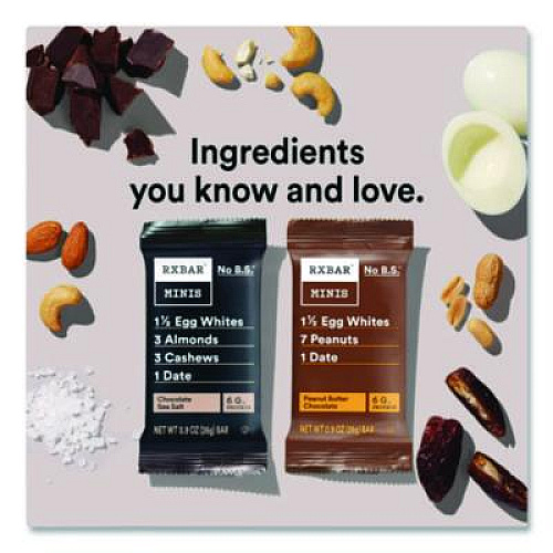 RXBAR Minis Protein Bars, Chocolate Sea Salt and Peanut Butter Chocolate, 0.9 oz Bar, 8/Box (KEE00190)