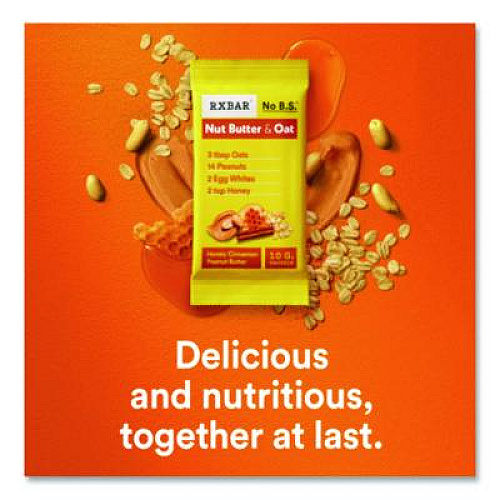 A.M. RXBAR Gluten-Free Honey Cinnamon Peanut Butter Protein Bar, 1.9 oz Bar, 12/Box (KEE00533)