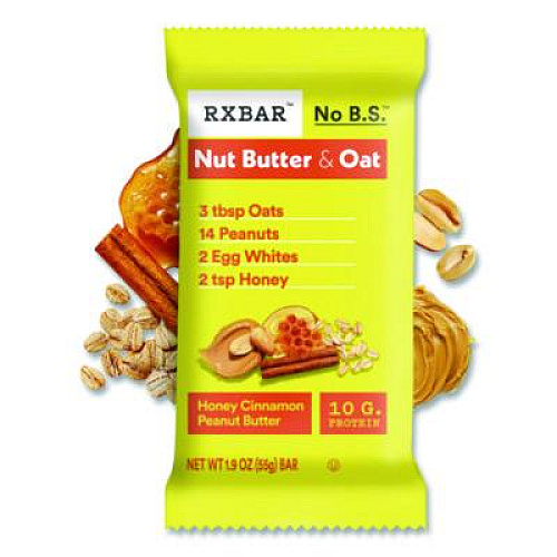 A.M. RXBAR Gluten-Free Honey Cinnamon Peanut Butter Protein Bar, 1.9 oz Bar, 12/Box (KEE00533)