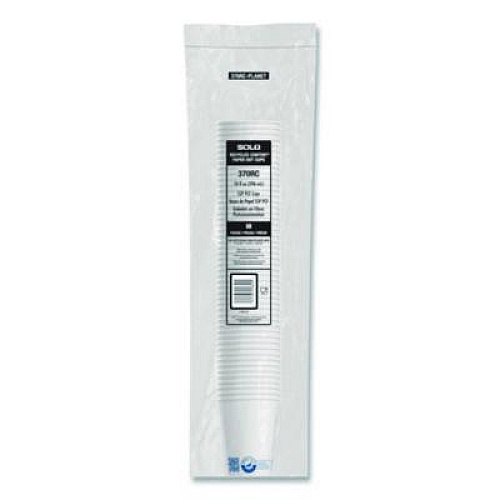 SOLO Recycled Content PCF Paper Hot Cups, ProPlanet Seal, 10 oz, White, 50/Pack (370RCPLANEPK)