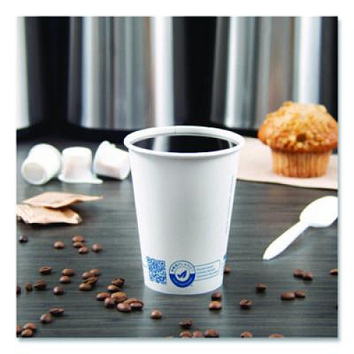 SOLO Recycled Content PCF Paper Hot Cups, ProPlanet Seal, 12 oz, White, 50/Pack (412RCNPLANPK)