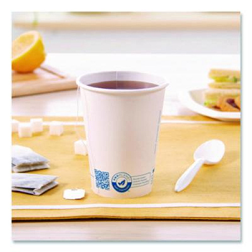 SOLO Recycled Content PCF Paper Hot Cups, ProPlanet Seal, 12 oz, White, 50/Pack (412RCNPLANPK)