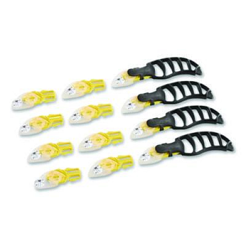 CrewSafe X-traSafe Cartridge Knife Kit, Four Assembled Knives, 8 Replacement Blade Cartridges, Yellow (CSI10)
