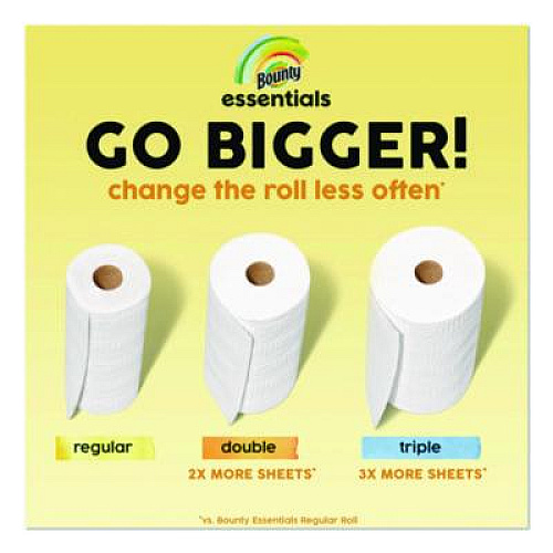 Bounty Essentials Select-A-Size Kitchen Roll Paper Towels, 2-Ply, 108 Sheets/Roll, 24 Rolls/Carton (16540)