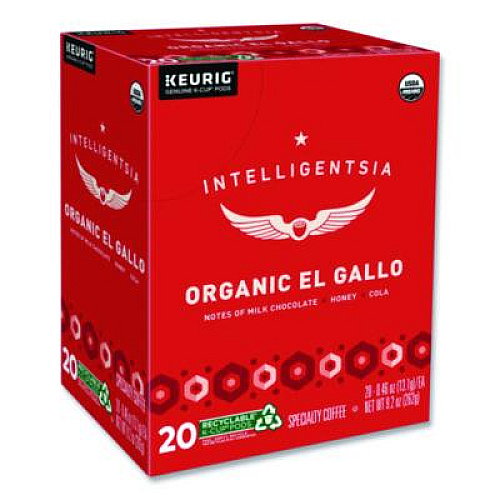 Intelligentsia El Gallo Organic Coffee K-Cups, Light Roast, 20/Box (0154)