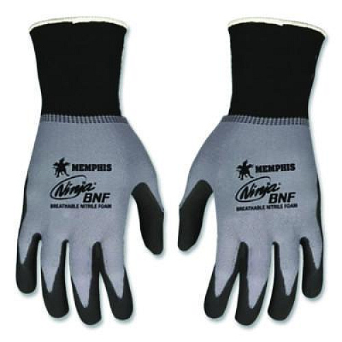 MCR Safety Ninja Nitrile Coating Nylon/Spandex Gloves, Small, Black/Gray, 12 Pairs (N96790S)