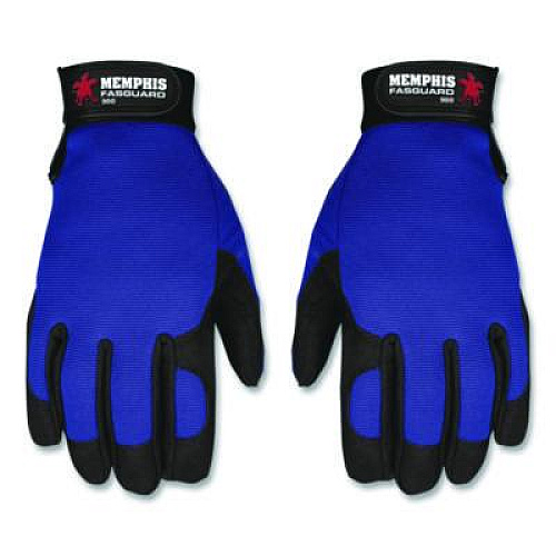 MCR Safety Clarino Synthetic Leather Palm Mechanics Gloves, Medium, Blue/Black, Pair (900M)