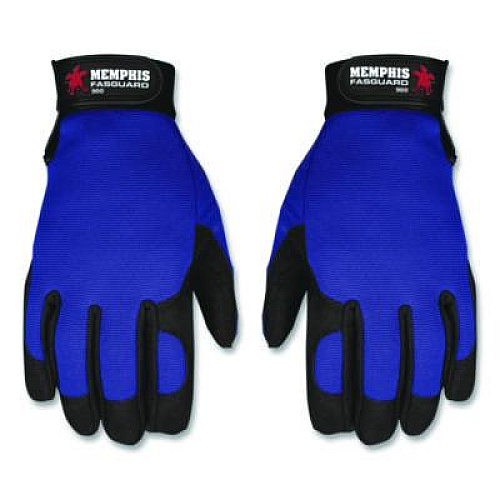 MCR Safety Clarino Synthetic Leather Palm Mechanics Gloves, X-Large, Blue/Black, Pair (900XL)