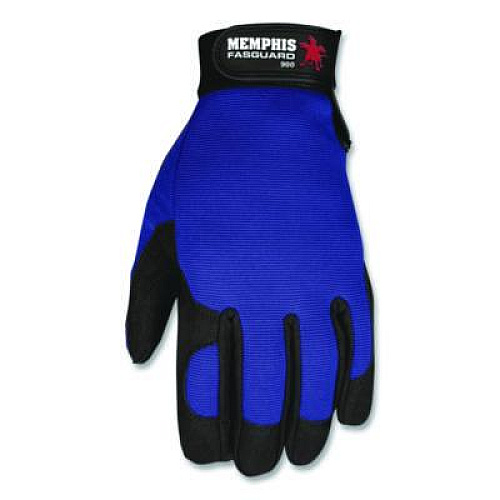 MCR Safety Clarino Synthetic Leather Palm Mechanics Gloves, X-Large, Blue/Black, Pair (900XL)
