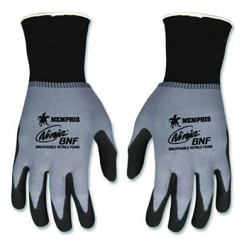 MCR Safety Ninja Nitrile Coating Nylon/Spandex Gloves, Medium, Black/Gray, 12 Pairs (N96790M)