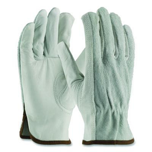PIP Top-Grain Leather Drivers Gloves with Shoulder-Split Cowhide Leather Back, Gunn Cut, Keystone Thumb, Large, Gray, Pair (68161SBL)