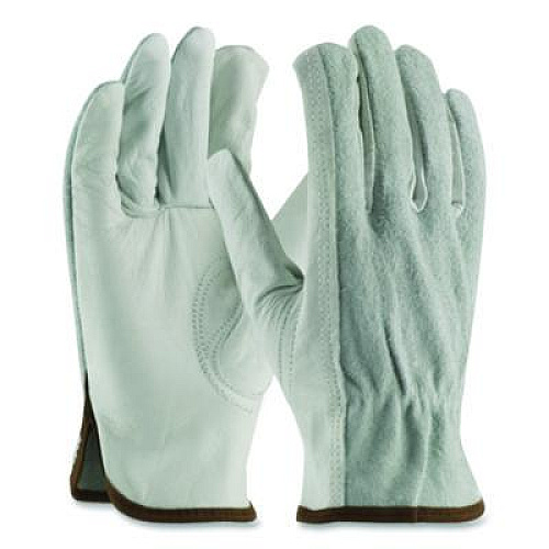 PIP Top-Grain Leather Drivers Gloves with Shoulder-Split Cowhide Leather Back, Gunn Cut, Keystone Thumb, Medium, Gray, Pair (68161SBM)