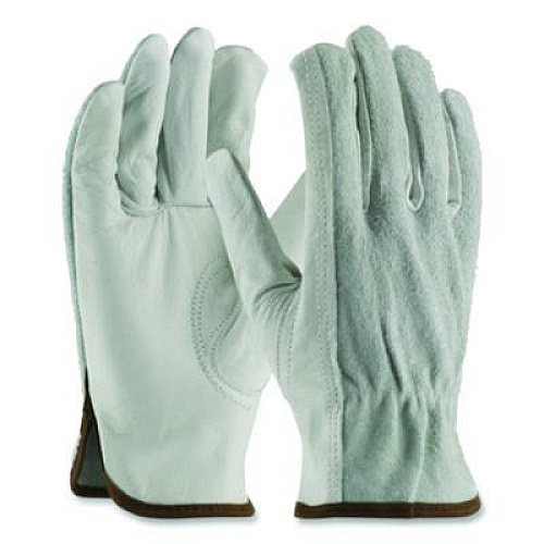 PIP Top-Grain Leather Drivers Gloves with Shoulder-Split Cowhide Leather Back, Gunn Cut, Keystone Thumb, Small, Gray, Pair (68161SBS)