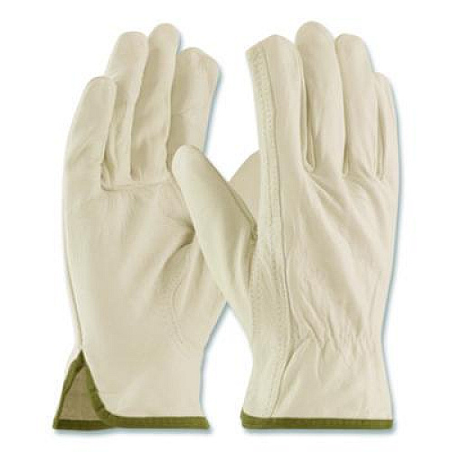 PIP Economy Grade Top-Grain Cowhide Leather Work Gloves, Gunn Cut, Wing Thumb, Medium, Tan, Pair (68162M)