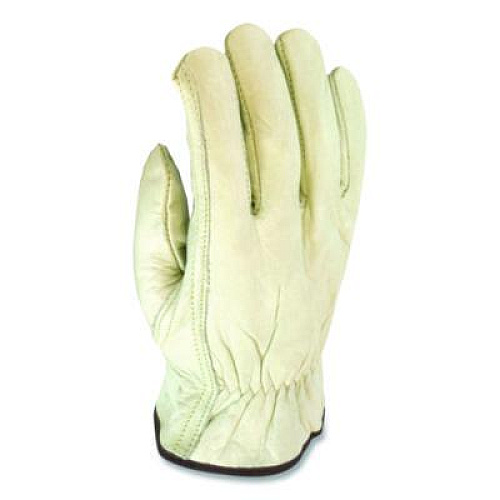 PIP Economy Grade Top-Grain Cowhide Leather Work Gloves, Gunn Cut, Wing Thumb, Medium, Tan, Pair (68162M)