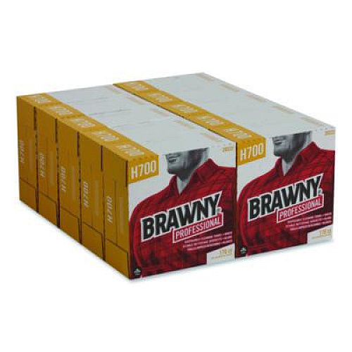 Brawny Professional Heavyweight HEF Disposable Shop Towels, 9 x 12.5, White, 176/Box, 10 Box/Carton (29322)