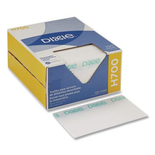 Dixie H700 Disposable Foodservice Towel, 1-Ply, 13 x 23.5, White/Green, 150/Carton (29416)