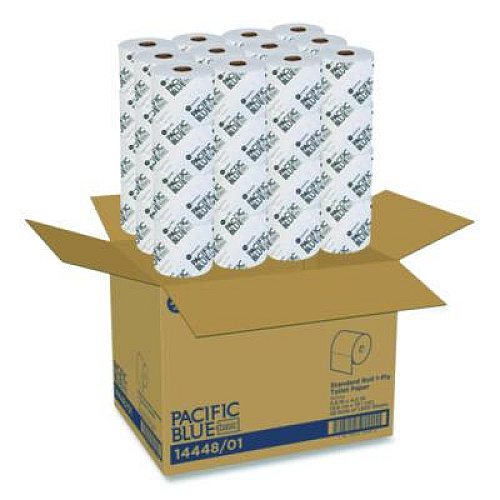 Georgia Pacific Professional Pacific Blue Basic High-Capacity Bathroom Tissue, Septic Safe, 1-Ply, White, 1,500 Sheets/Roll, 48 Rolls/Carton (1444801)