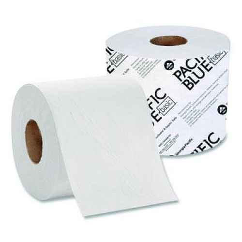 Georgia Pacific Professional Pacific Blue Basic High-Capacity Bathroom Tissue, Septic Safe, 1-Ply, White, 1,500 Sheets/Roll, 48 Rolls/Carton (1444801)