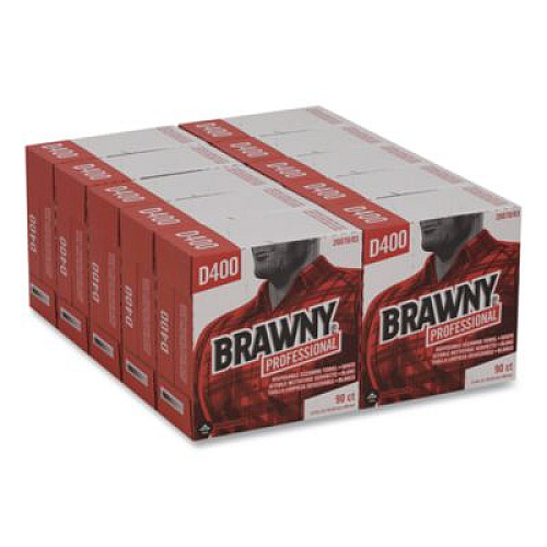 Brawny Professional Medium Duty Premium DRC Wipers, 1-Ply, 9.25 x 16.3, Unscented, White, 90/Box (2007003)