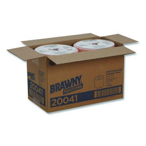 Brawny Professional Medium-Duty Wiper Refill, 1-Ply, 10 x 13, Unscented, Orange, 200/Roll, 2 Rolls/Carton (20041)