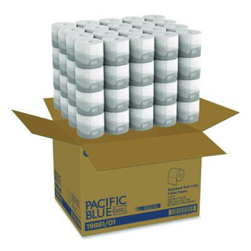 Georgia Pacific Professional Pacific Blue Basic Embossed Bathroom Tissue, Septic Safe, 1-Ply, White, 550 Sheets/Roll, 80 Rolls/Carton (1988101)