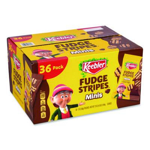 Keebler Mini Cookies, Fudge Stripes, 2 oz Pouch, 36/Box (22002517)